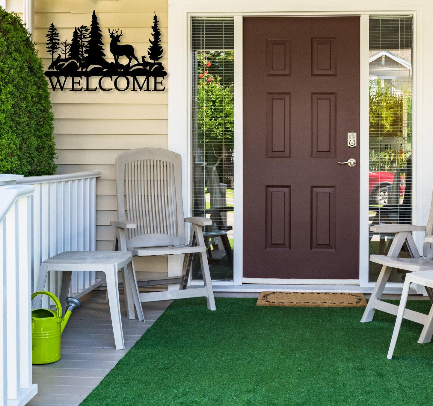 Metal Welcome Sign, Large Nature Decor With  Tree Forest, Front Door Sign, Housewarming Gift, Farmhouse Decor,Realtor Closing Gift,Cabin Art