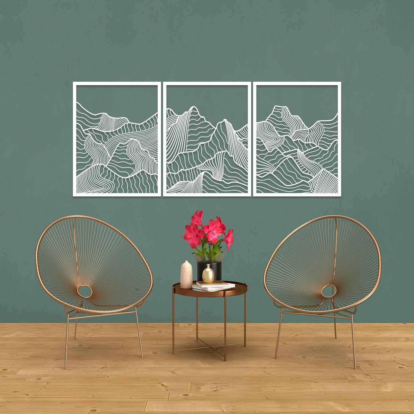 Minimalist Mountain Metal Wall Art Set of 3, Modern Home Decor, Mountain Range Wall Art, Earthly Wall Decor, Nature Wall Art,Living Room Art
