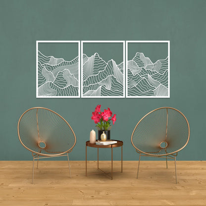 Minimalist Mountain Metal Wall Art Set of 3, Modern Home Decor, Mountain Range Wall Art, Earthly Wall Decor, Nature Wall Art,Living Room Art