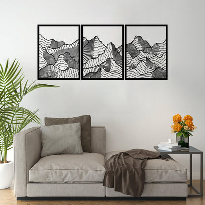 Minimalist Mountain Metal Wall Art Set of 3, Modern Home Decor, Mountain Range Wall Art, Earthly Wall Decor, Nature Wall Art,Living Room Art