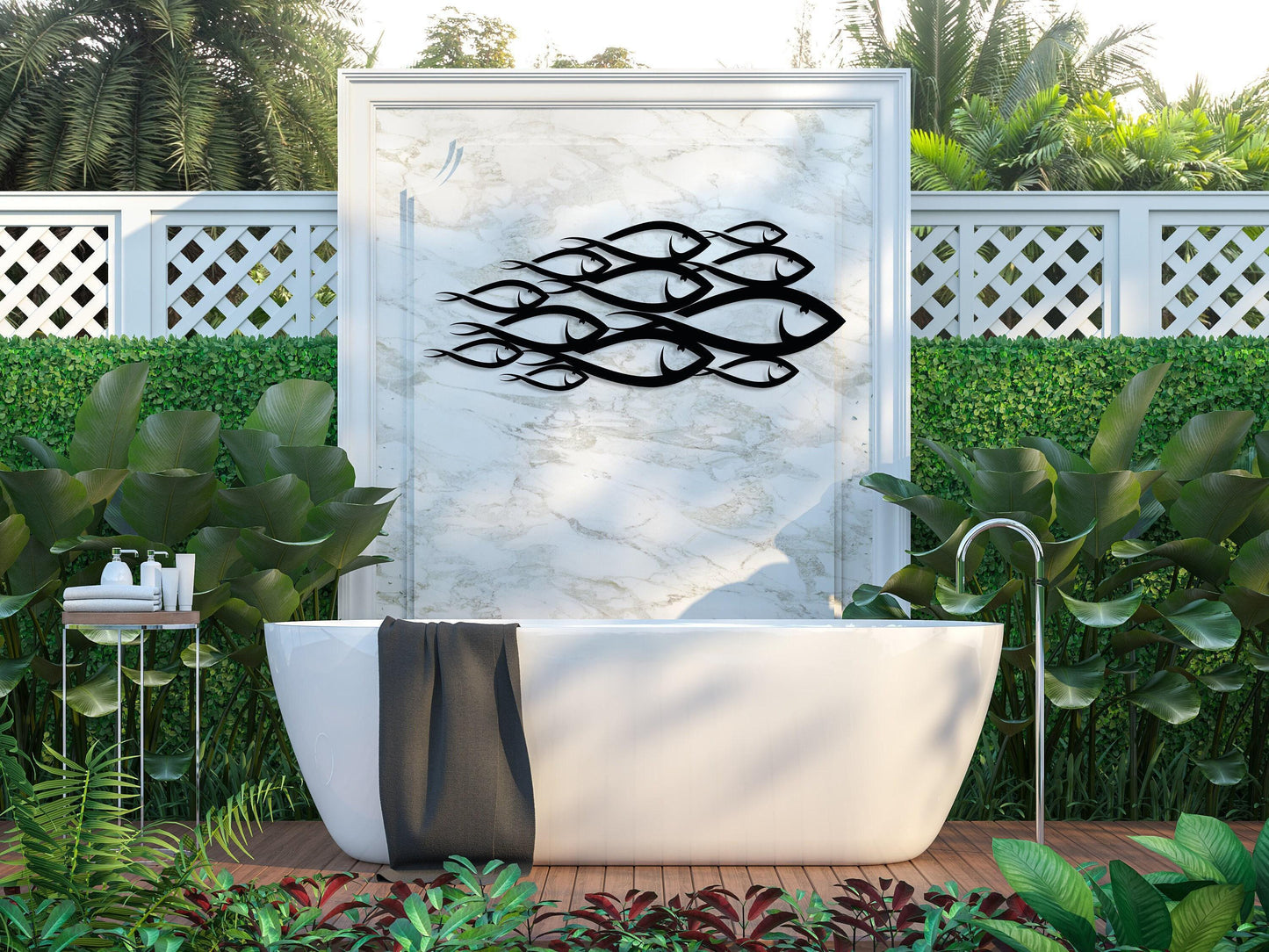 School of Fish Metal Wall Art, Unique Home Decor, Interior Wall Art, Family Fish Decor, Nautical Wall Decor, Large Sign, Housewarming Gift