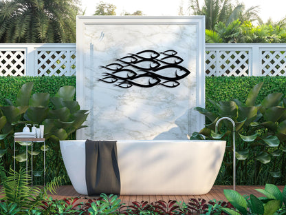 School of Fish Metal Wall Art, Unique Home Decor, Interior Wall Art, Family Fish Decor, Nautical Wall Decor, Large Sign, Housewarming Gift