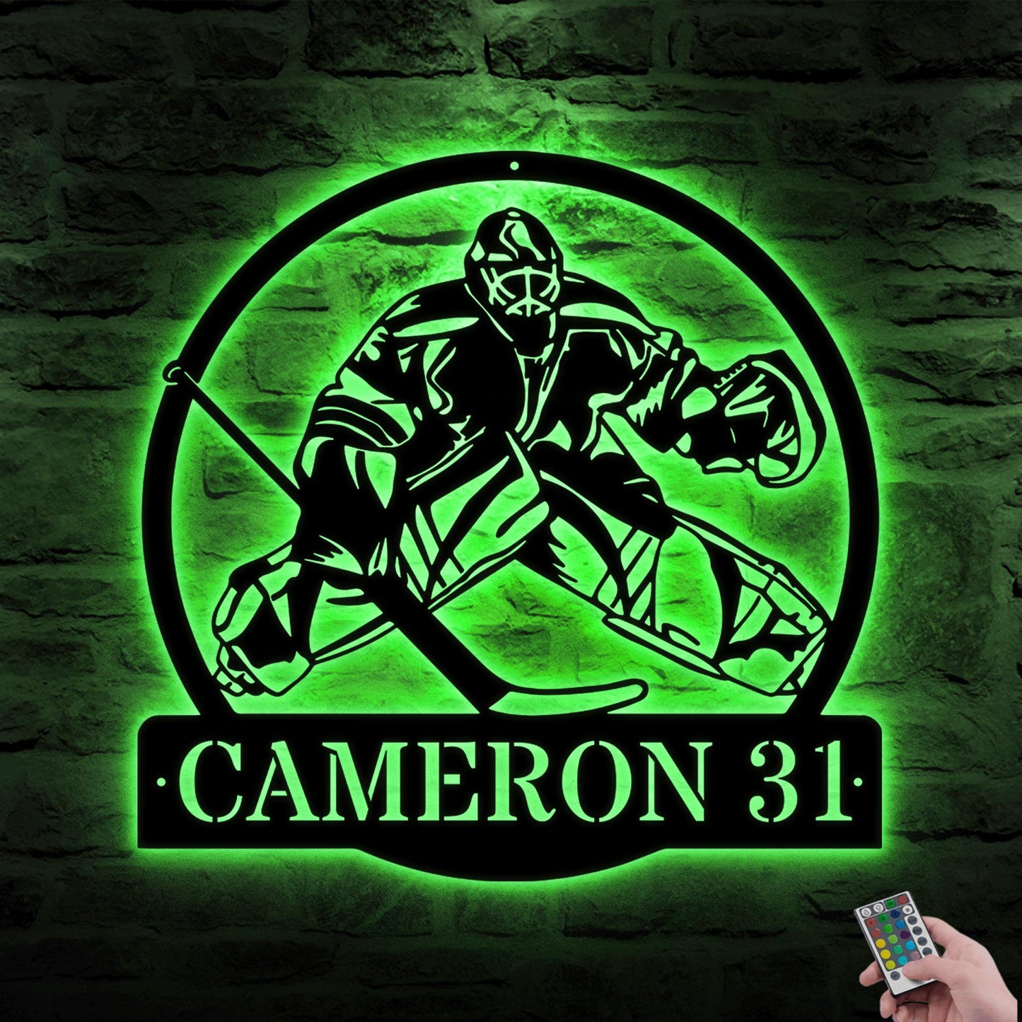 Custom Hockey Goalie LED Metal Wall Art - Personalized Hockey Name Sign, Sports Wall Decor, Man Cave or Game Room Sign, Gift for Dad