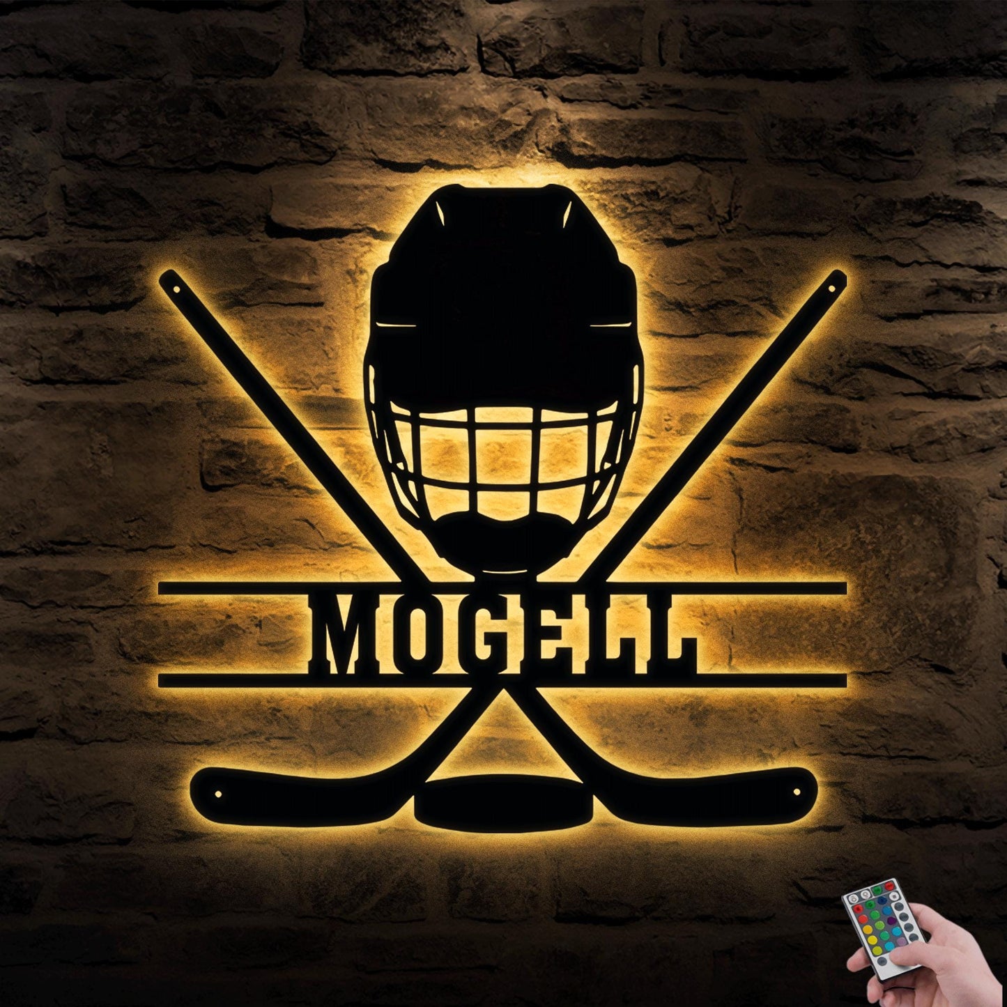 Personalized Hockey Metal Sign with LED Light - Custom Wall Art for Hockey Room, Game Room, or Man Cave, Gift for Hockey Lover
