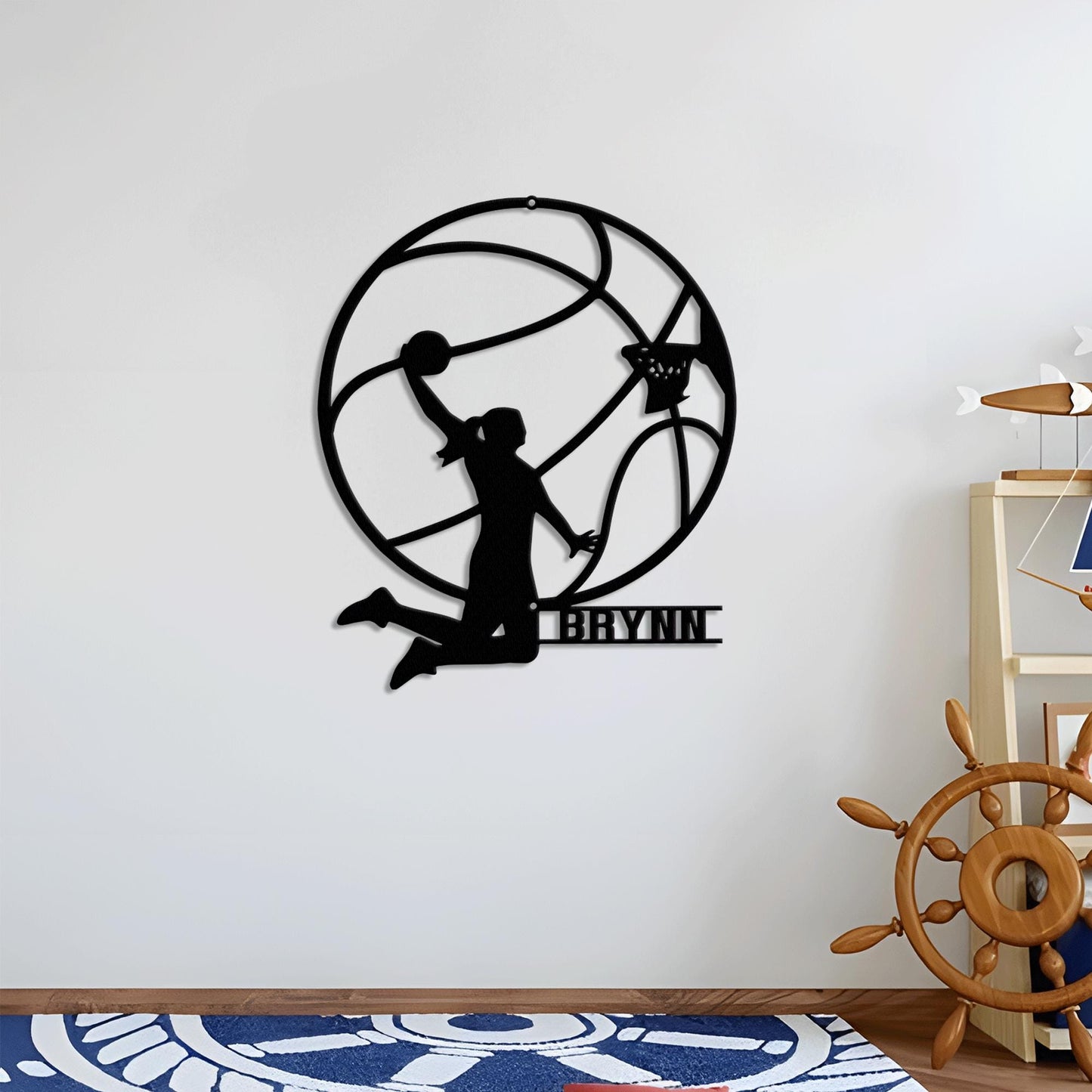 LED Female Basketball Metal Wall Art - Personalized Name Sign for Nursery, Kids Room, Game Room, or Birthday Gift for Girls