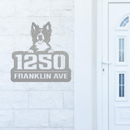Unique Personalized Pet Address Plaque - Dog Owner Gift - Border Collie Front Porch Decor - Custom House Number Signs - Housewarming Gifts