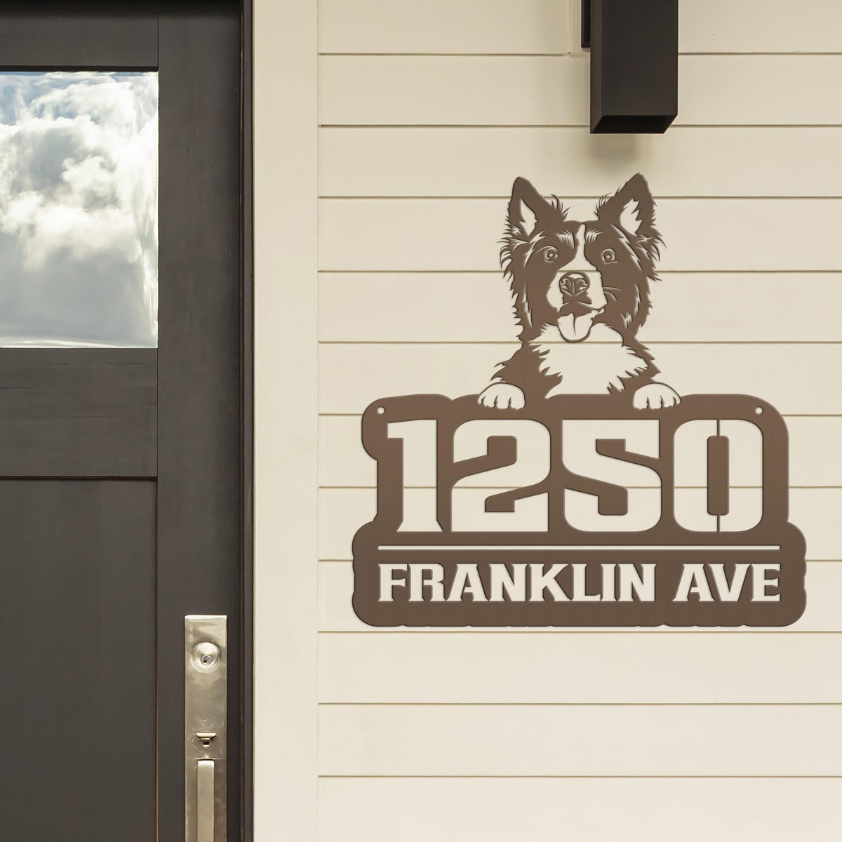 Unique Personalized Pet Address Plaque - Dog Owner Gift - Border Collie Front Porch Decor - Custom House Number Signs - Housewarming Gifts