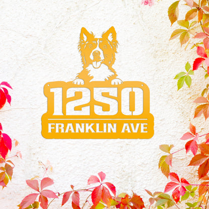 Unique Personalized Pet Address Plaque - Dog Owner Gift - Border Collie Front Porch Decor - Custom House Number Signs - Housewarming Gifts