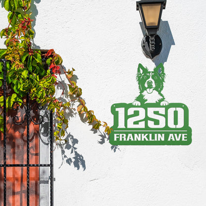 Unique Personalized Pet Address Plaque - Dog Owner Gift - Border Collie Front Porch Decor - Custom House Number Signs - Housewarming Gifts