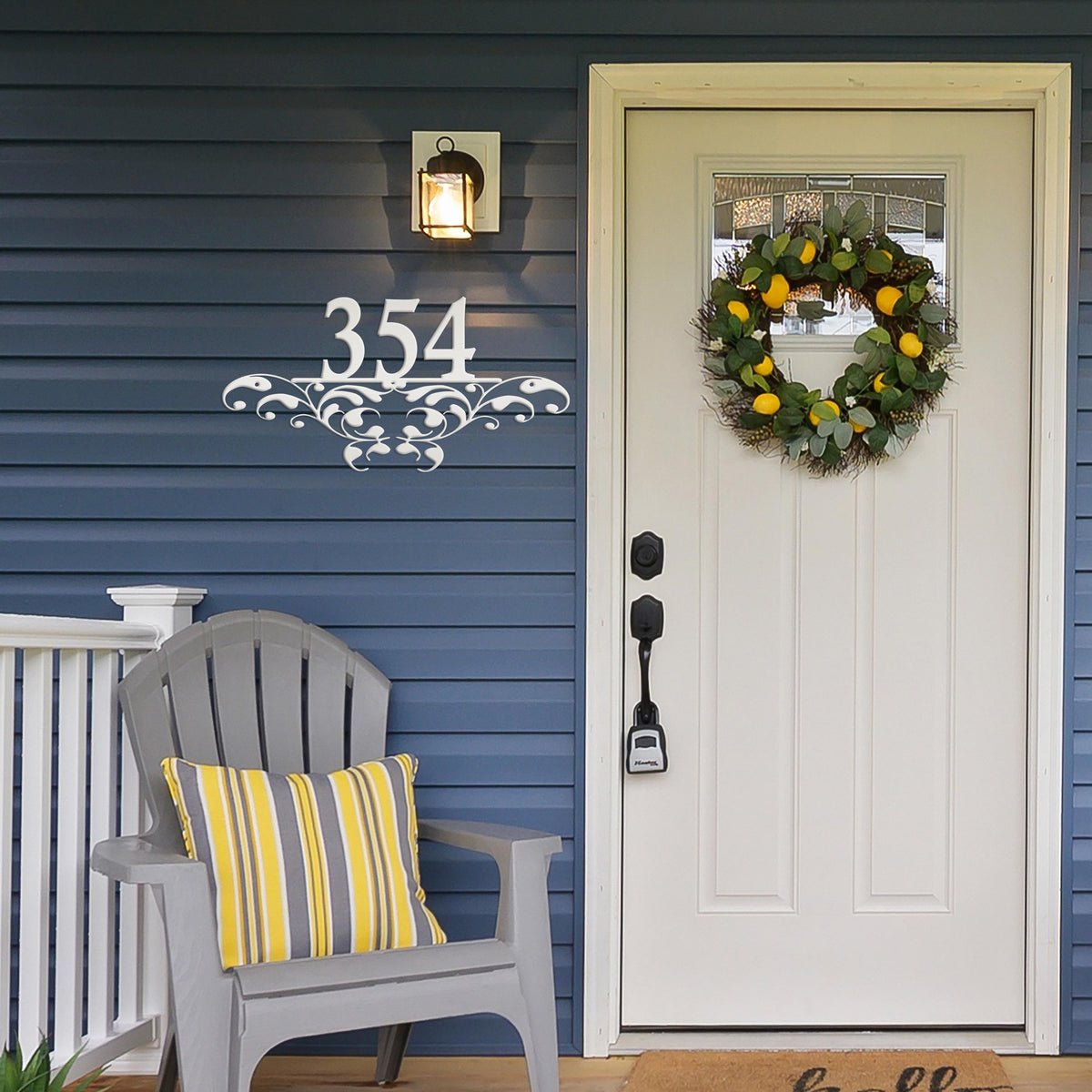 Metal Address Sign, Scrolled House Numbers, Decorative Outdoor Mailbox Numbers, HOA Plaque for Home, Porch and Patio Art, Customizable