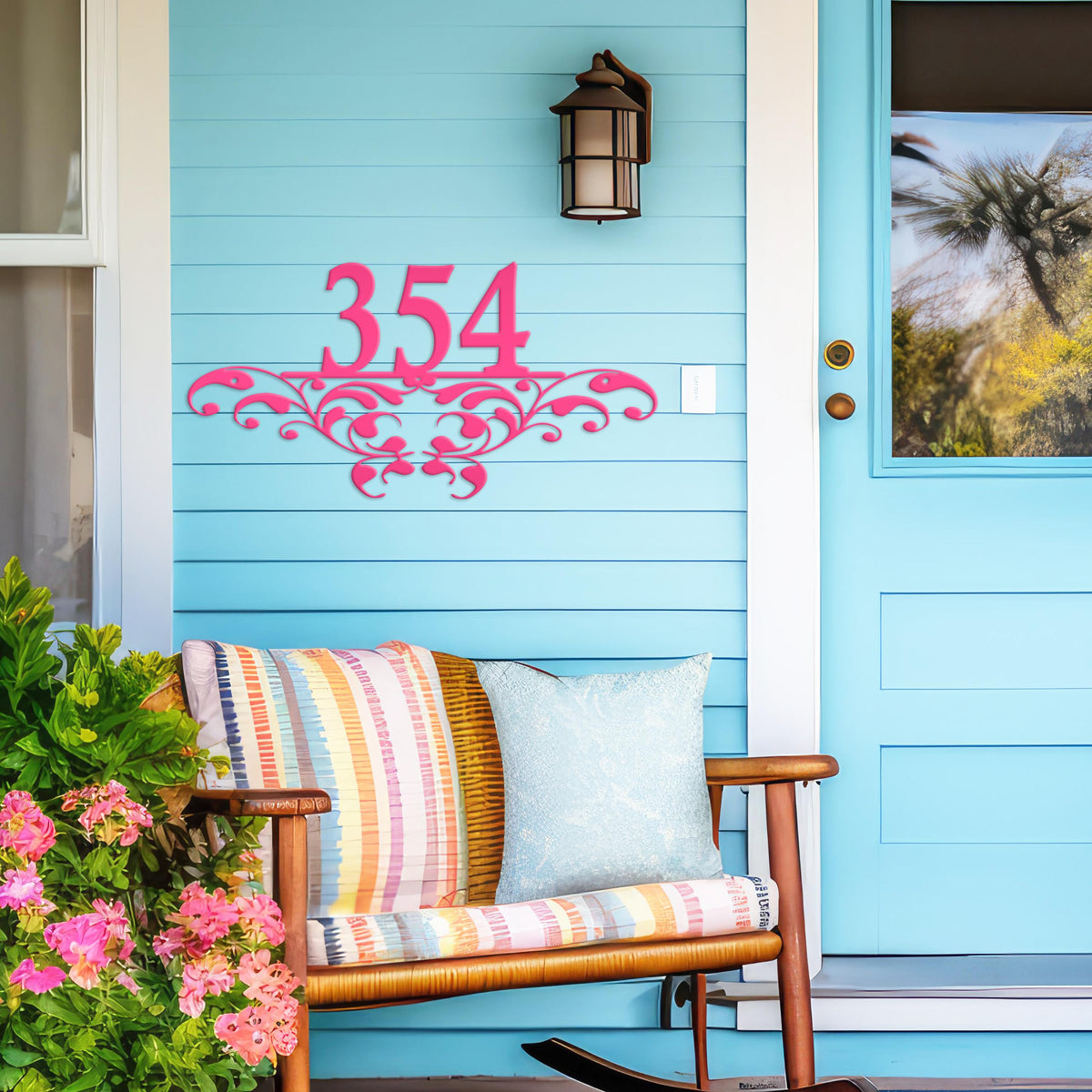 Metal Address Sign, Scrolled House Numbers, Decorative Outdoor Mailbox Numbers, HOA Plaque for Home, Porch and Patio Art, Customizable