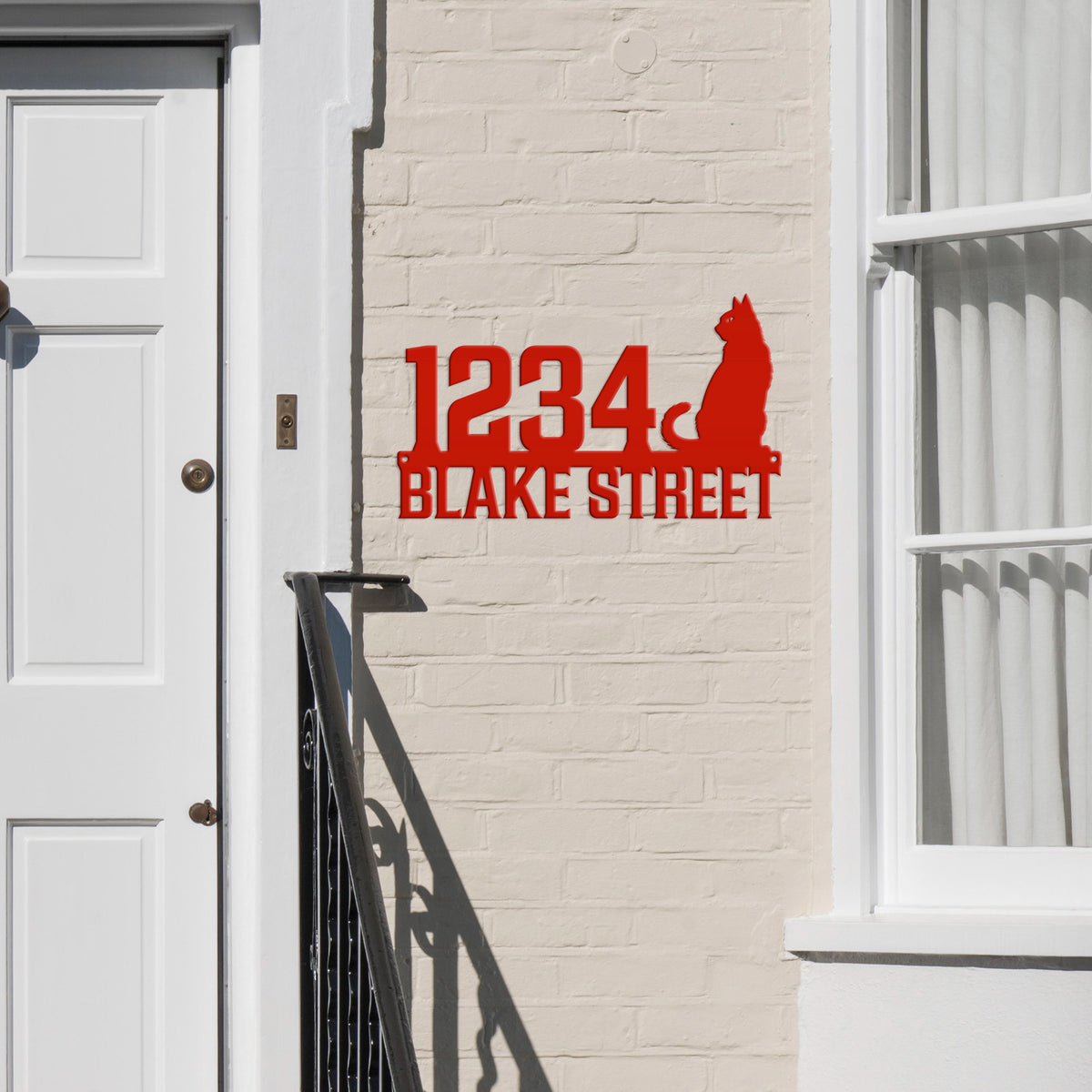 Custom Cat House Numbers Plaque - Charming Address Sign for Cat Lovers - Personalized Front Porch Decor - Cute Address Number & Street Name