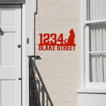 Custom Cat House Numbers Plaque - Charming Address Sign for Cat Lovers - Personalized Front Porch Decor - Cute Address Number & Street Name