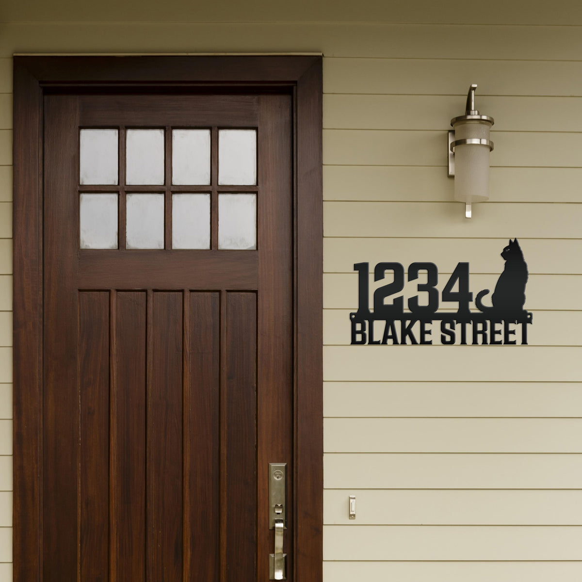 Custom Cat House Numbers Plaque - Charming Address Sign for Cat Lovers - Personalized Front Porch Decor - Cute Address Number & Street Name