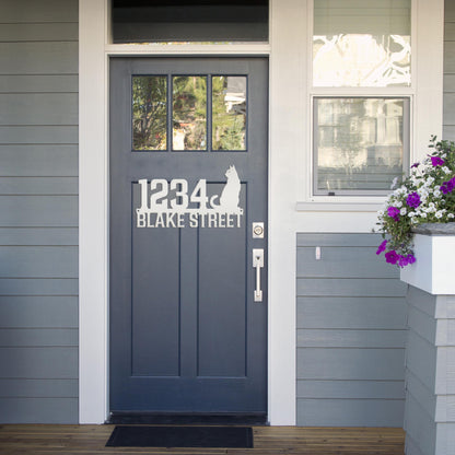 Custom Cat House Numbers Plaque - Charming Address Sign for Cat Lovers - Personalized Front Porch Decor - Cute Address Number & Street Name