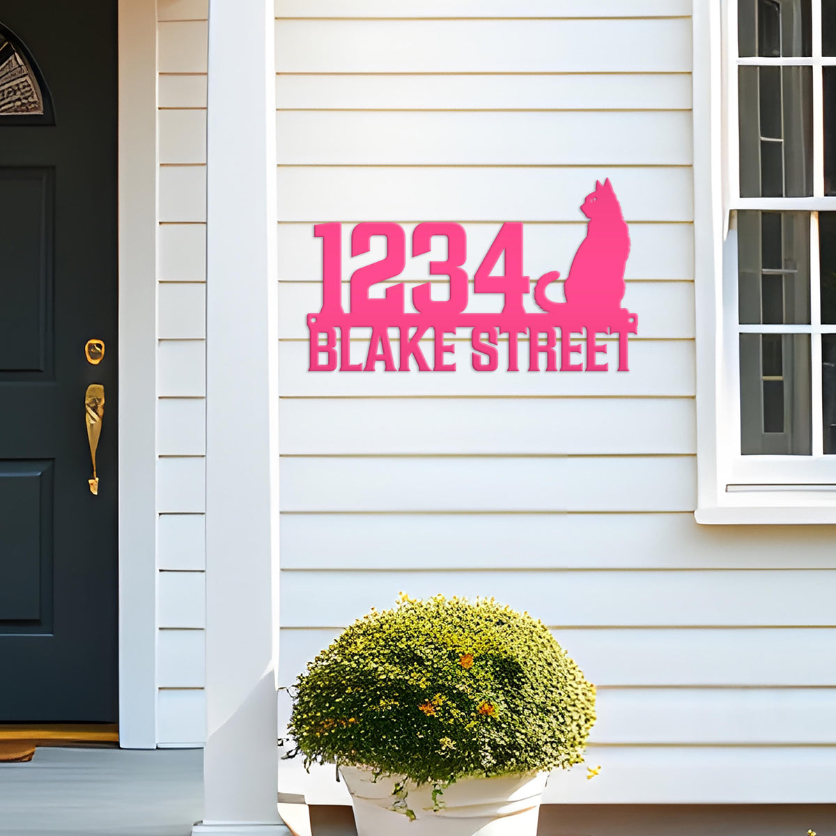 Custom Cat House Numbers Plaque - Charming Address Sign for Cat Lovers - Personalized Front Porch Decor - Cute Address Number & Street Name