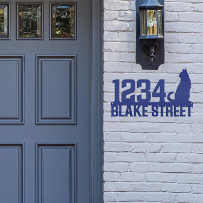 Custom Cat House Numbers Plaque - Charming Address Sign for Cat Lovers - Personalized Front Porch Decor - Cute Address Number & Street Name