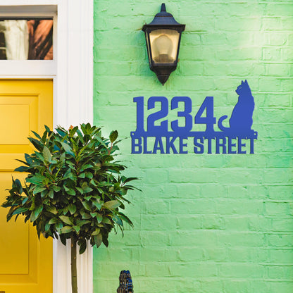 Custom Cat House Numbers Plaque - Charming Address Sign for Cat Lovers - Personalized Front Porch Decor - Cute Address Number & Street Name