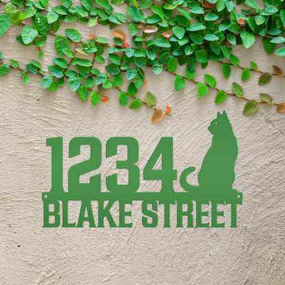 Custom Cat House Numbers Plaque - Charming Address Sign for Cat Lovers - Personalized Front Porch Decor - Cute Address Number & Street Name