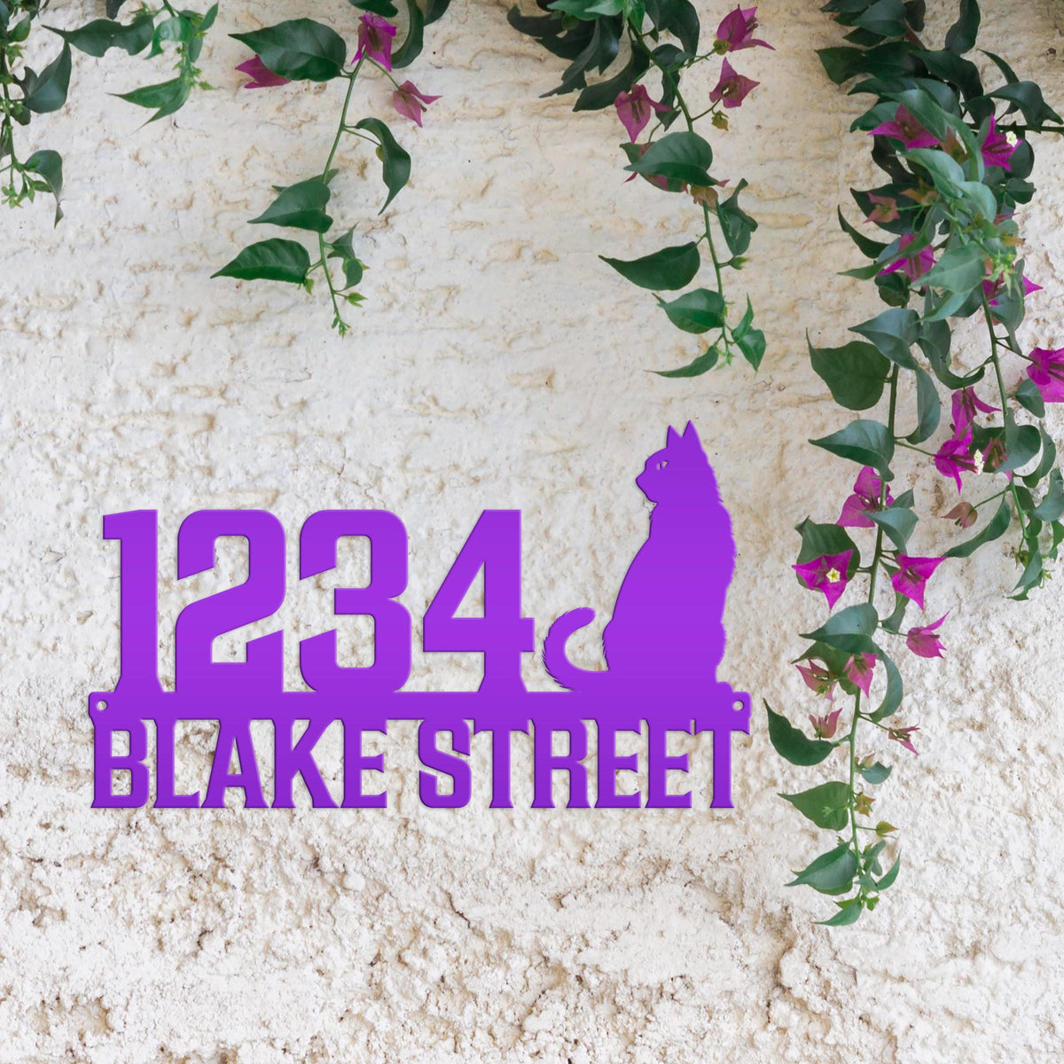 Custom Cat House Numbers Plaque - Charming Address Sign for Cat Lovers - Personalized Front Porch Decor - Cute Address Number & Street Name