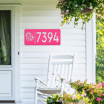 Rectangle Custom Address Sign with Flowers
