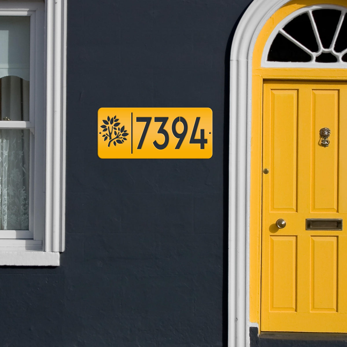 Rectangle Custom Address Sign with Flowers