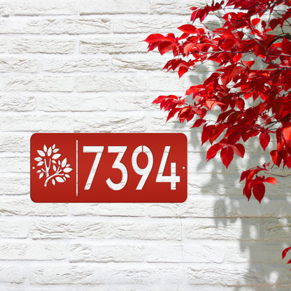 Rectangle Custom Address Sign with Flowers