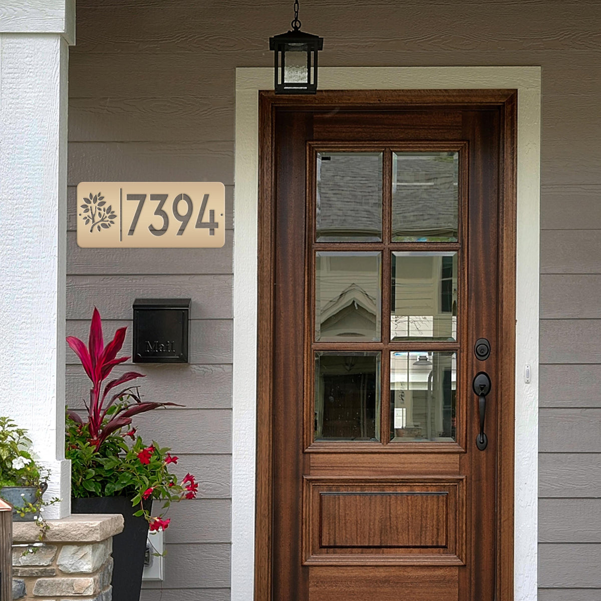 Rectangle Custom Address Sign with Flowers