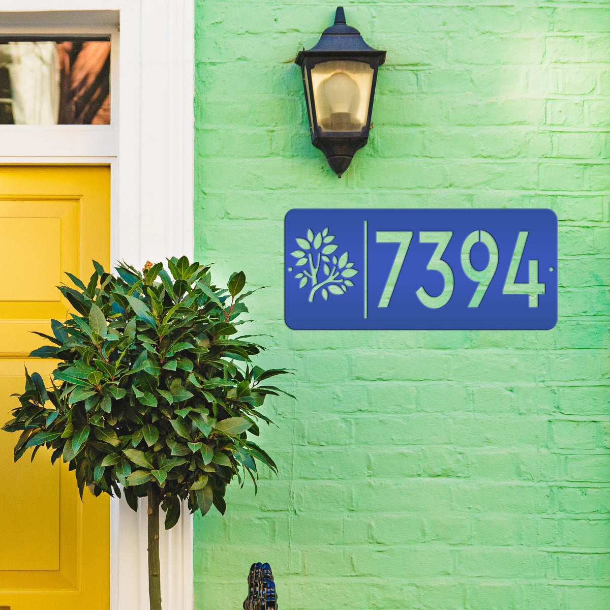 Rectangle Custom Address Sign with Flowers