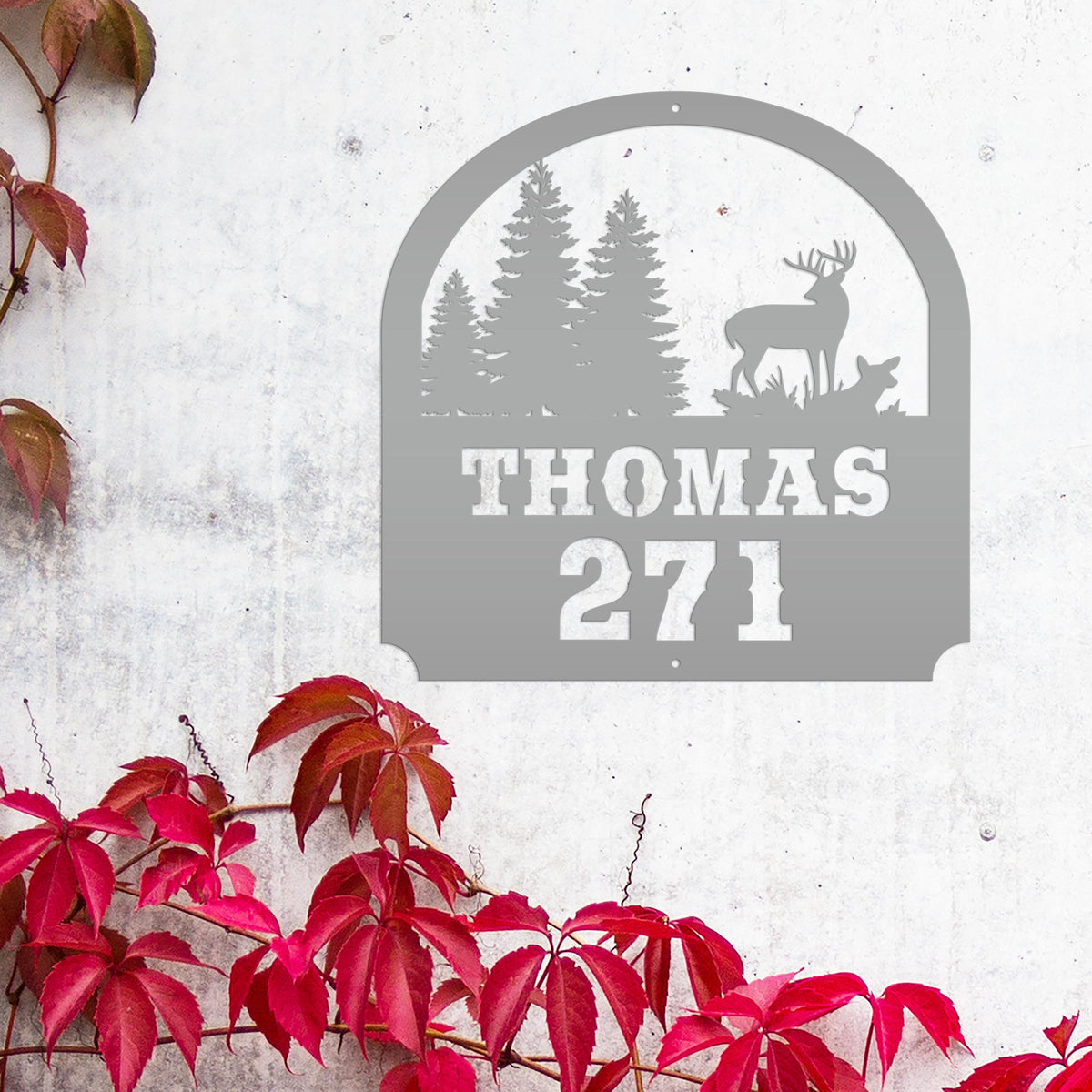 Deer Scene Address Sign, Last name Address Sign, Forest Scene Address Sign