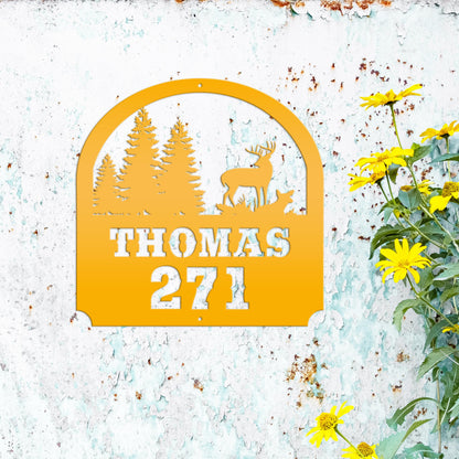 Deer Scene Address Sign, Last name Address Sign, Forest Scene Address Sign