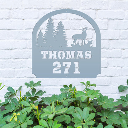 Deer Scene Address Sign, Last name Address Sign, Forest Scene Address Sign