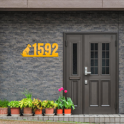 Custom Dog Silhouette Metal Address Plaque - Outdoor House Numbers - Puppy Personalized Sign - Housewarming Gift - Unique Front Porch Decor