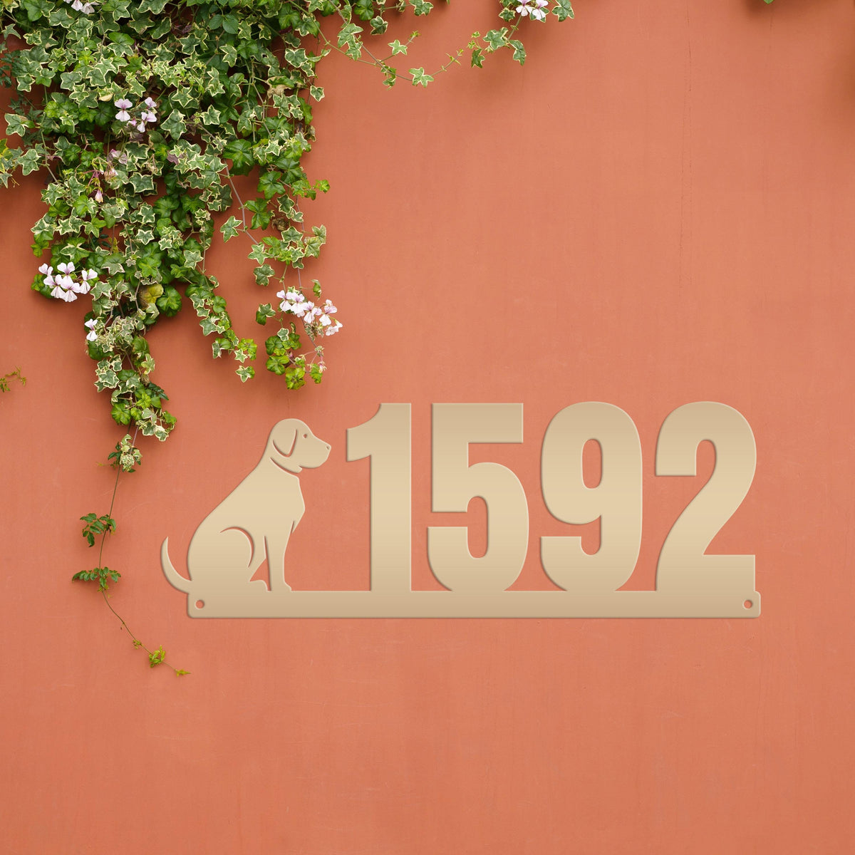 Custom Dog Silhouette Metal Address Plaque - Outdoor House Numbers - Puppy Personalized Sign - Housewarming Gift - Unique Front Porch Decor