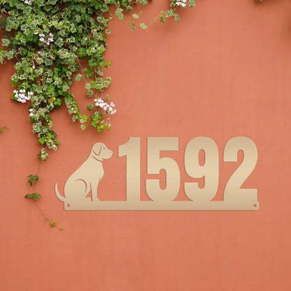 Custom Dog Silhouette Metal Address Plaque - Outdoor House Numbers - Puppy Personalized Sign - Housewarming Gift - Unique Front Porch Decor