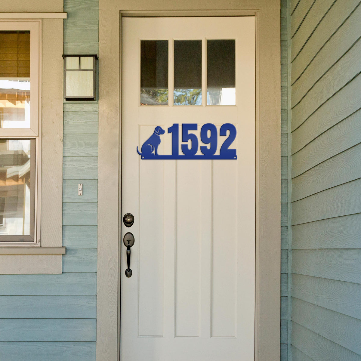 Custom Dog Silhouette Metal Address Plaque - Outdoor House Numbers - Puppy Personalized Sign - Housewarming Gift - Unique Front Porch Decor