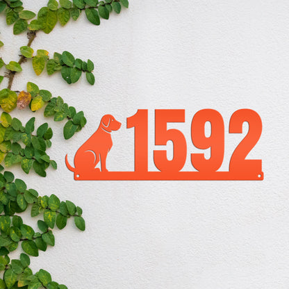 Custom Dog Silhouette Metal Address Plaque - Outdoor House Numbers - Puppy Personalized Sign - Housewarming Gift - Unique Front Porch Decor