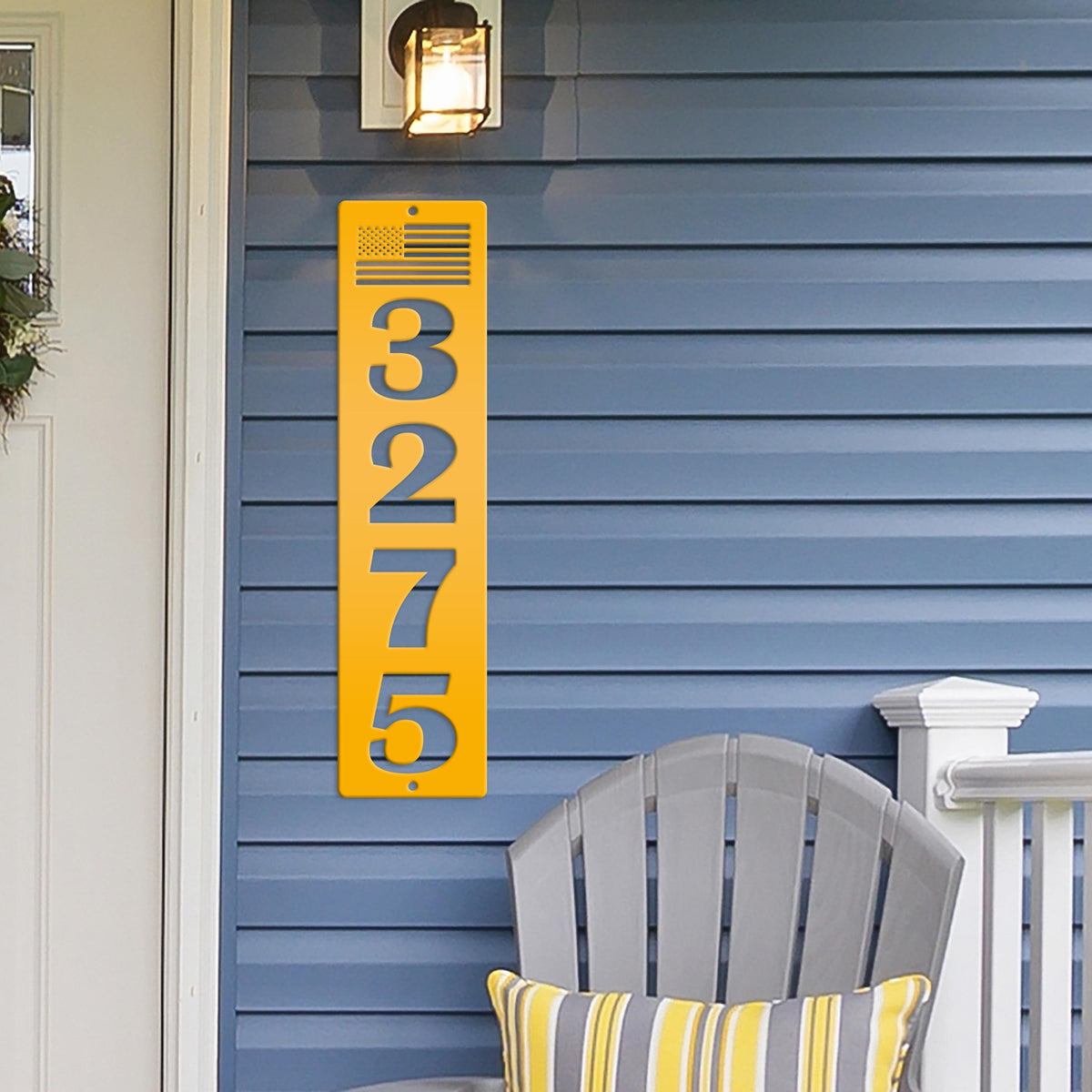 Patriotic House Numbers Metal Sign - Flag Address Sign