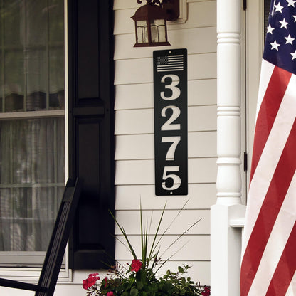 Patriotic House Numbers Metal Sign - Flag Address Sign