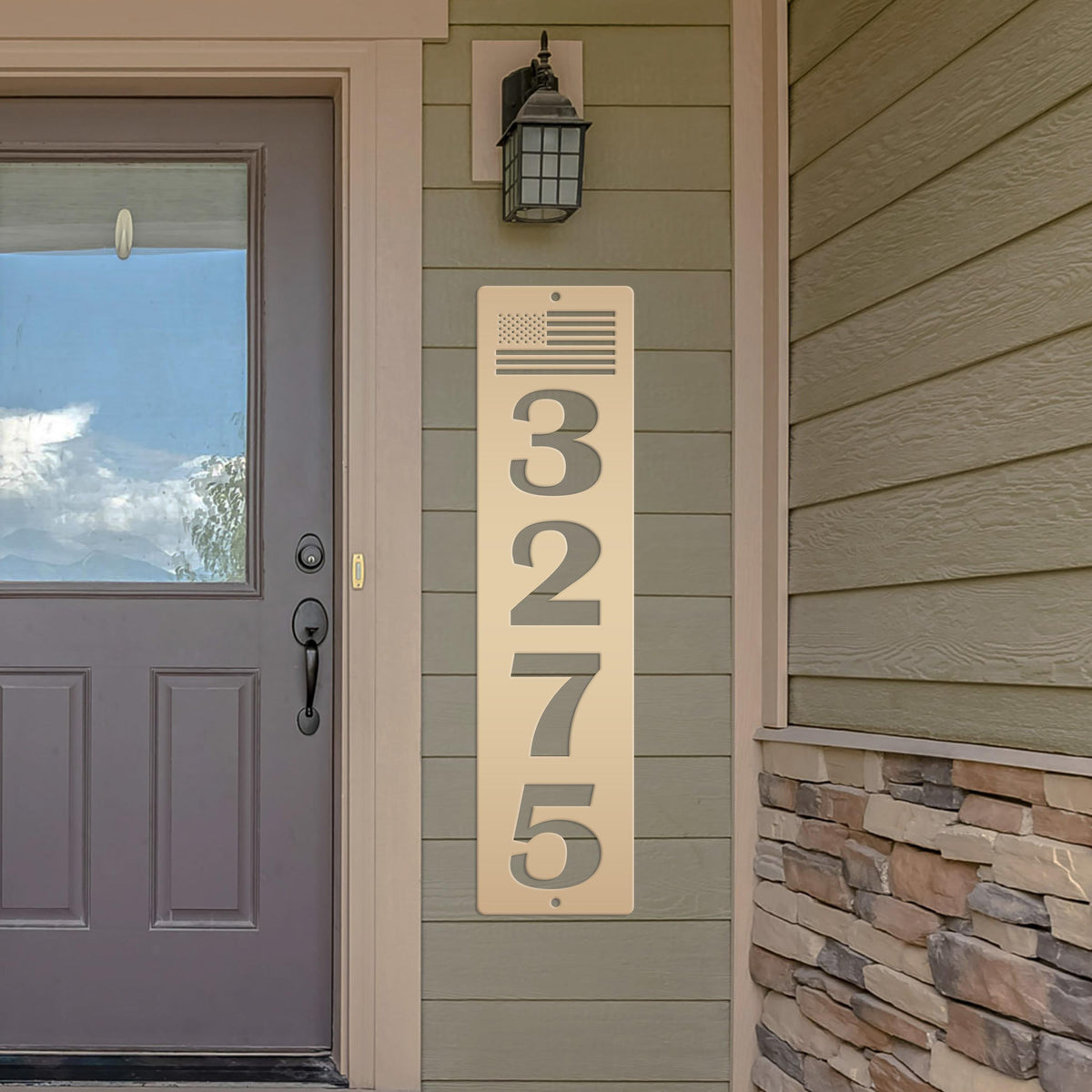 Patriotic House Numbers Metal Sign - Flag Address Sign