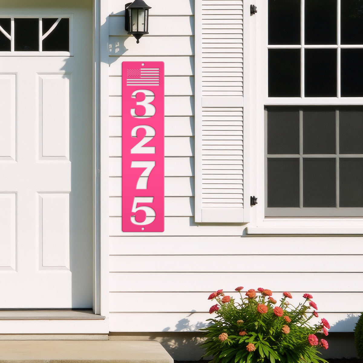 Patriotic House Numbers Metal Sign - Flag Address Sign