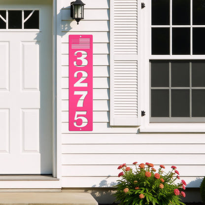 Patriotic House Numbers Metal Sign - Flag Address Sign