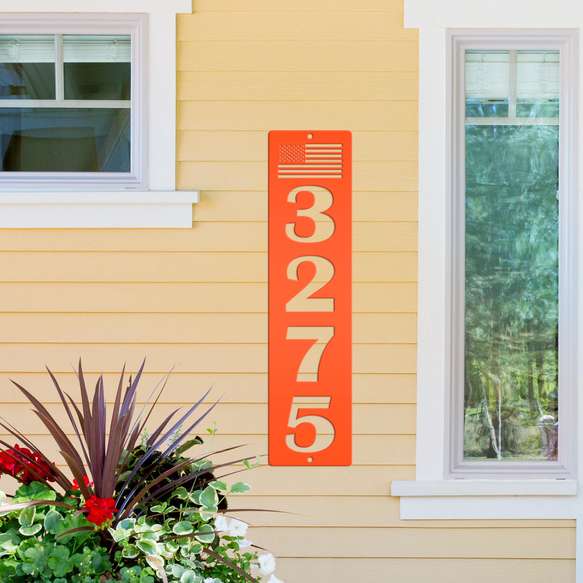 Patriotic House Numbers Metal Sign - Flag Address Sign