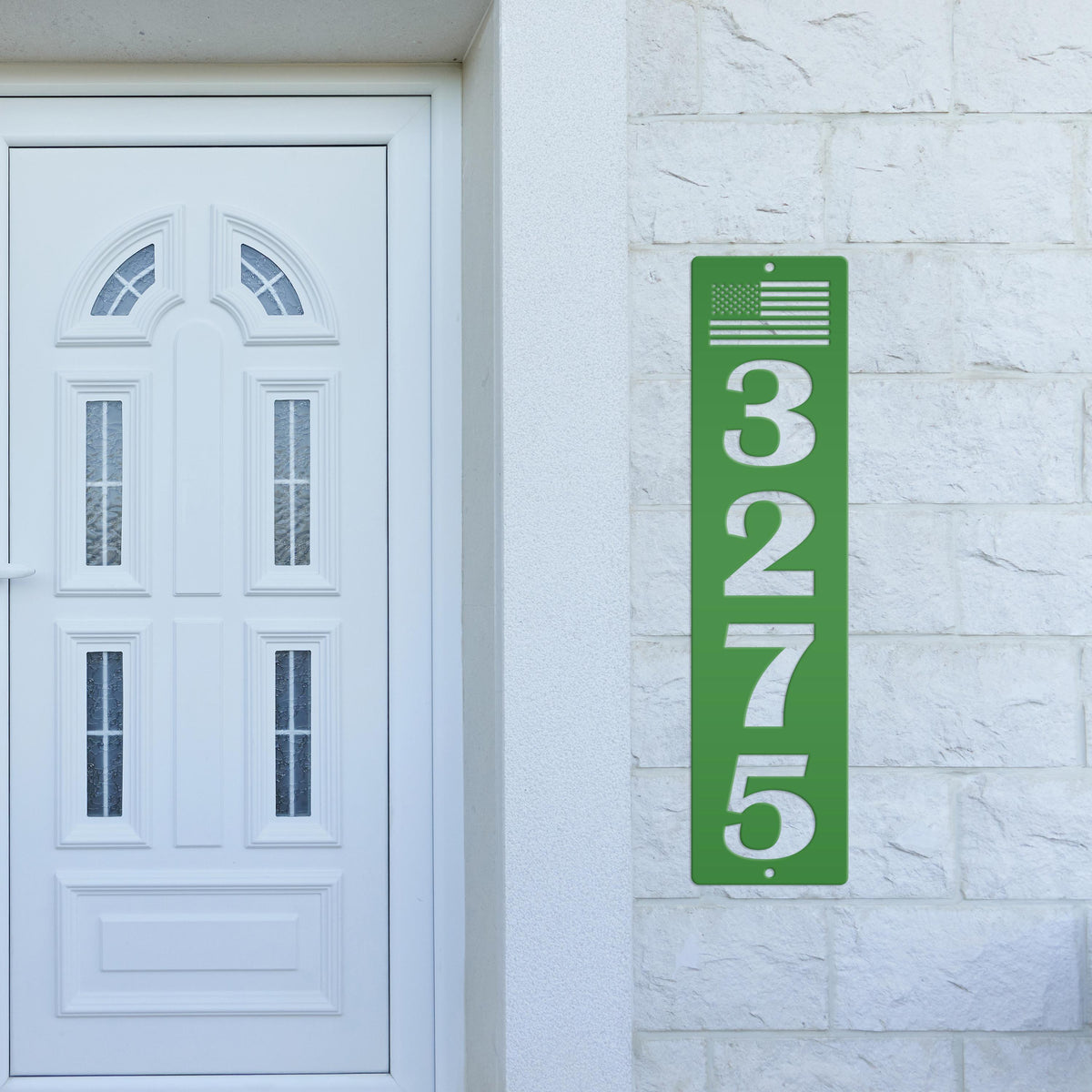 Patriotic House Numbers Metal Sign - Flag Address Sign