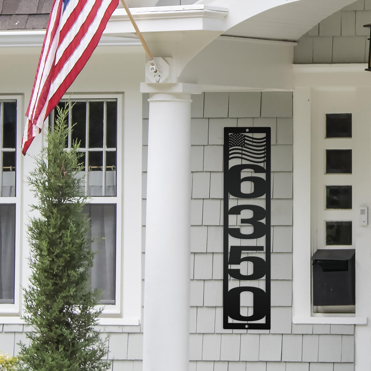 Patriotic Address Sign, Metal Flag Address Sign, Outdoor Address Sign, Powder Coated House Numbers