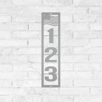 Patriotic Address Sign, Metal Flag Address Sign, Outdoor Address Sign, Powder Coated House Numbers