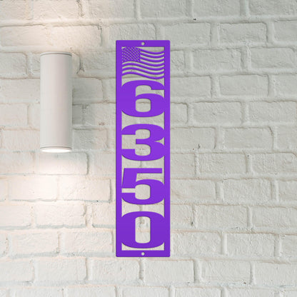 Patriotic Address Sign, Metal Flag Address Sign, Outdoor Address Sign, Powder Coated House Numbers