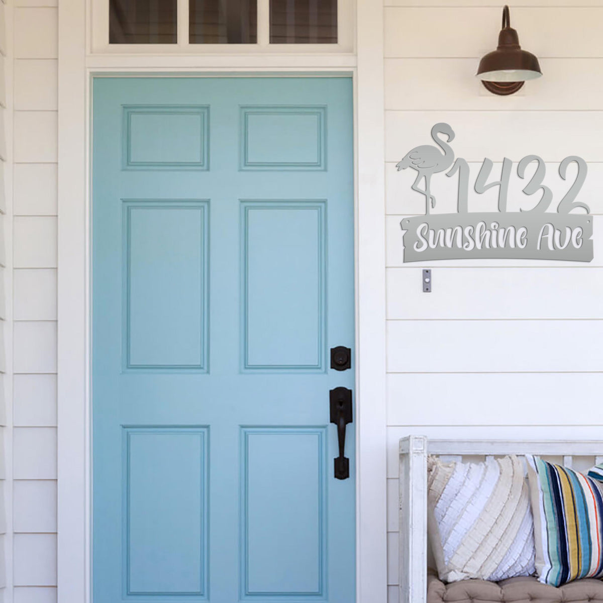 Personalized Flamingo Address Metal Sign