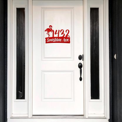 Personalized Flamingo Address Metal Sign