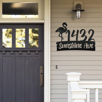 Personalized Flamingo Address Metal Sign